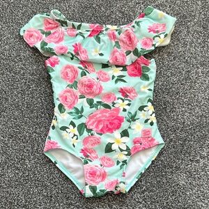 Ruffle Butts Pink and Green Floral One Piece